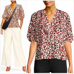 TED BAKER LONDON Frill Top With Balloon Sleeve NWT Size 4 (US Size 12)